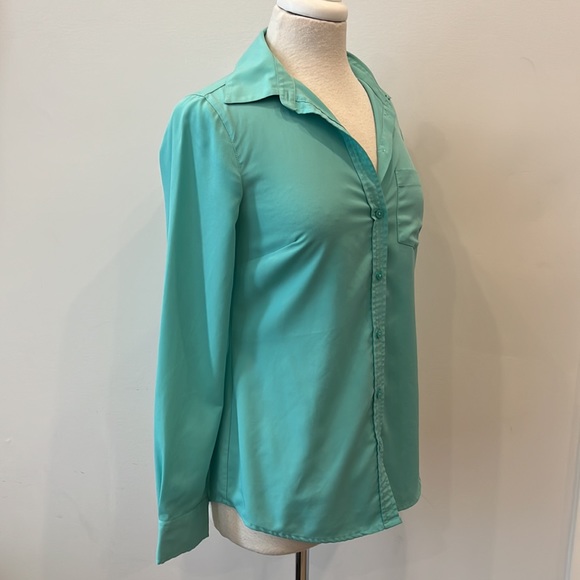 Merona Aqua Button Down Dress Shirt - XS - Picture 3 of 9